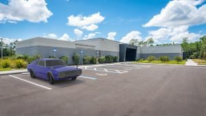 car in parking space render